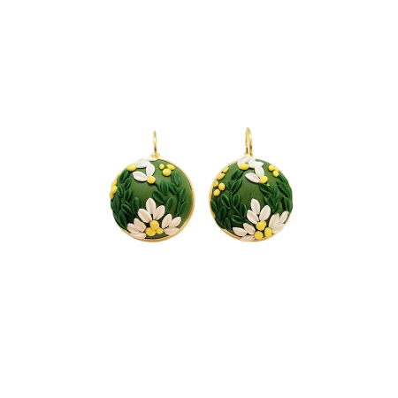 Earrings gold margarites flowers2